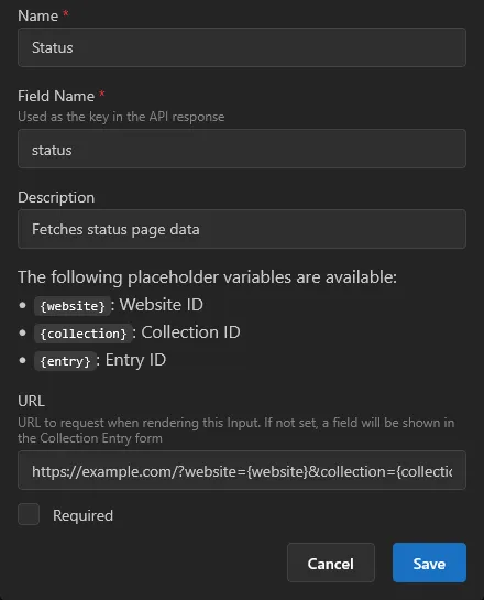 Input screenshot